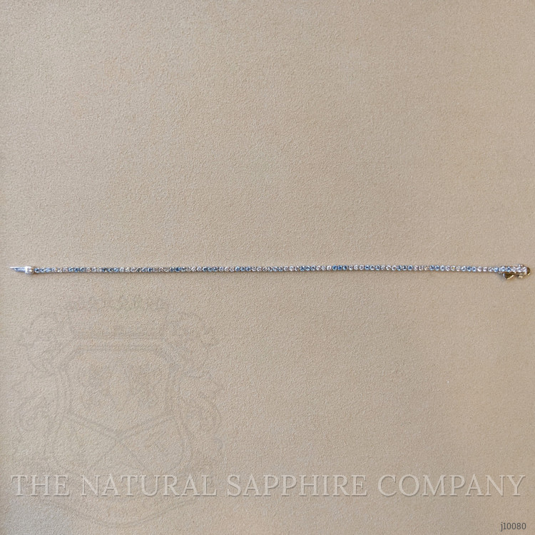 0.88 Ct.Tw. Aquamarine Natural Diamond Tennis/Line Bracelet, 14K White Gold