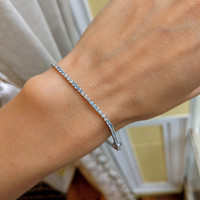 0.88 Ct.Tw. Aquamarine Natural Diamond Tennis/Line Bracelet, 14K White Gold Life Style