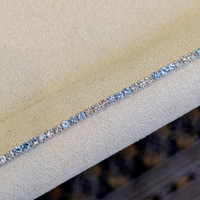 0.88 Ct.Tw. Aquamarine Natural Diamond Tennis/Line Bracelet, 14K White Gold Life Style