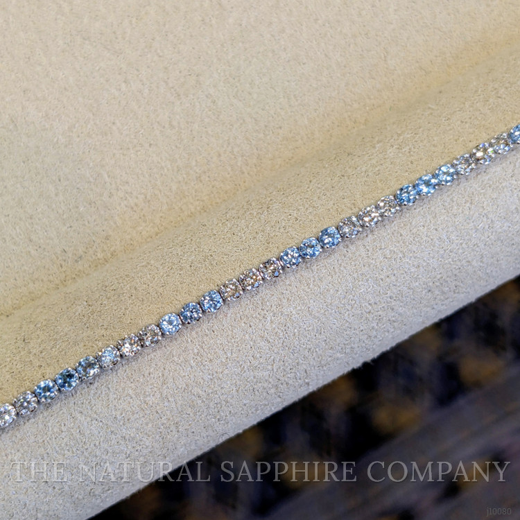 0.88 Ct.Tw. Aquamarine Natural Diamond Tennis/Line Bracelet, 14K White Gold