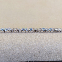 0.88 Ct.Tw. Aquamarine Natural Diamond Tennis/Line Bracelet, 14K White Gold Life Style
