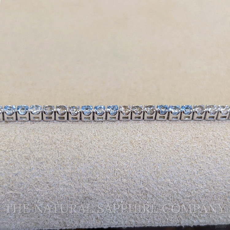 0.88 Ct.Tw. Aquamarine Natural Diamond Tennis/Line Bracelet, 14K White Gold