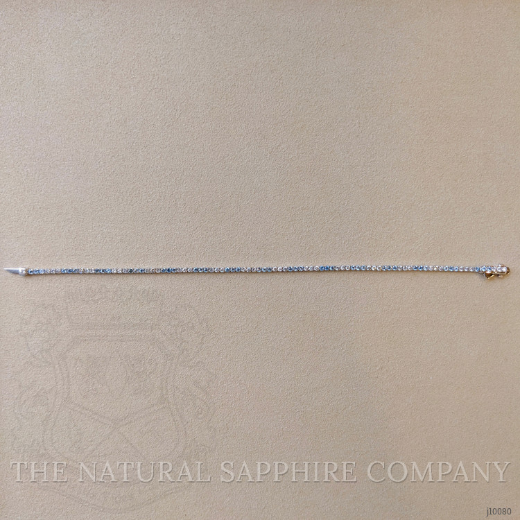 0.88 Ct.Tw. Aquamarine Natural Diamond Tennis/Line Bracelet, 14K White Gold