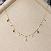2.09 Ct. Peridot Natural Diamond Pave Necklace, 14K Yellow Gold Life Style