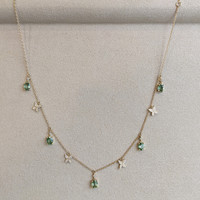 2.09 Ct. Peridot Natural Diamond Pave Necklace, 14K Yellow Gold Life Style