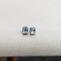 0.48 Ct.Tw. Aquamarine Studs Earrings, 14K White Gold Image