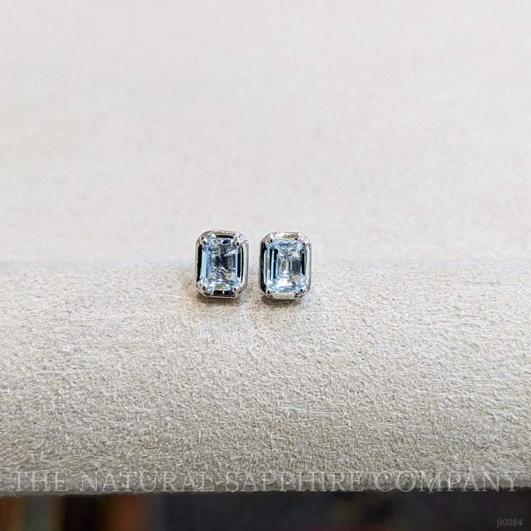 0.48 Ct.Tw. Aquamarine Studs Earrings, 14K White Gold