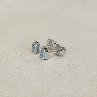 0.48 Ct.Tw. Aquamarine Studs Earrings, 14K White Gold Image