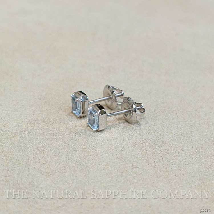 0.48 Ct.Tw. Aquamarine Studs Earrings, 14K White Gold
