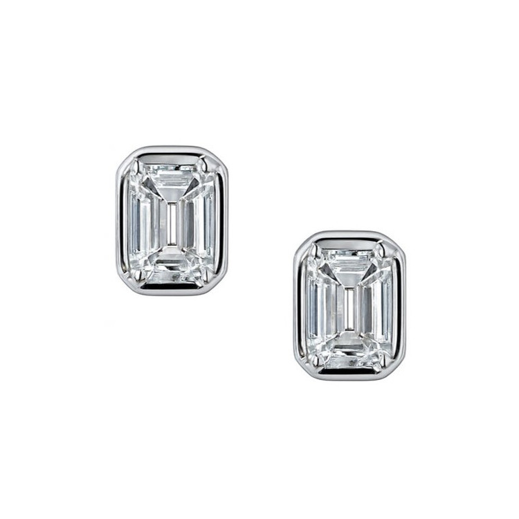 0.48 Ct.Tw. Aquamarine Studs Earrings, 14K White Gold
