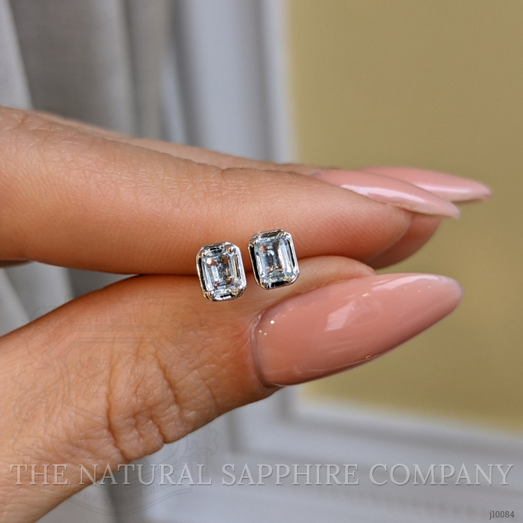 0.48 Ct.Tw. Aquamarine Studs Earrings, 14K White Gold