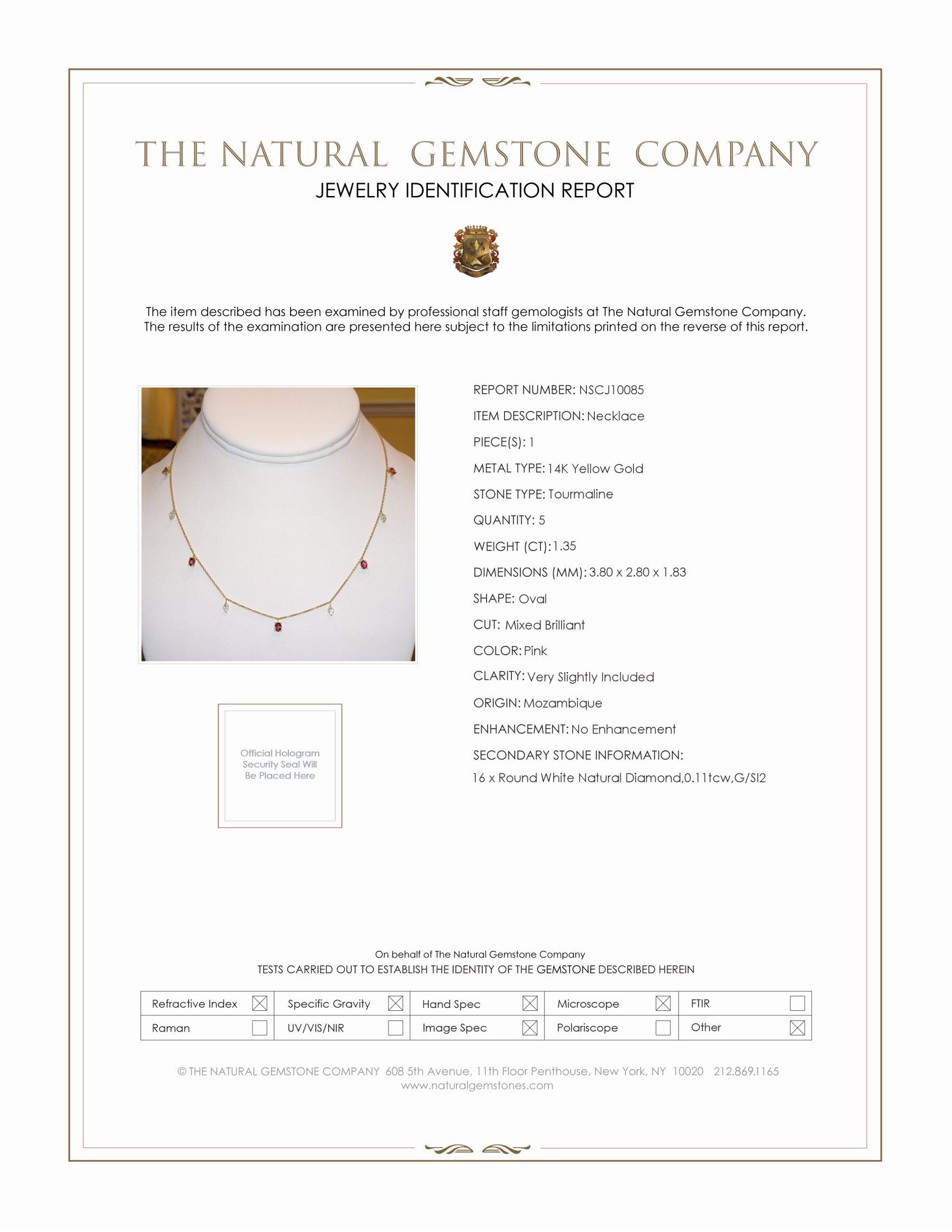 1.35 Ct. Tourmaline Natural Diamond Accent Stones Necklace, 14K Yellow Gold