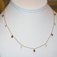 1.35 Ct. Tourmaline Natural Diamond Accent Stones Necklace, 14K Yellow Gold Image