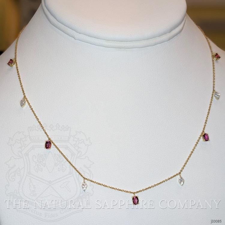 1.35 Ct. Tourmaline Natural Diamond Accent Stones Necklace, 14K Yellow Gold