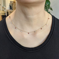 1.35 Ct. Tourmaline Natural Diamond Accent Stones Necklace, 14K Yellow Gold Life Style