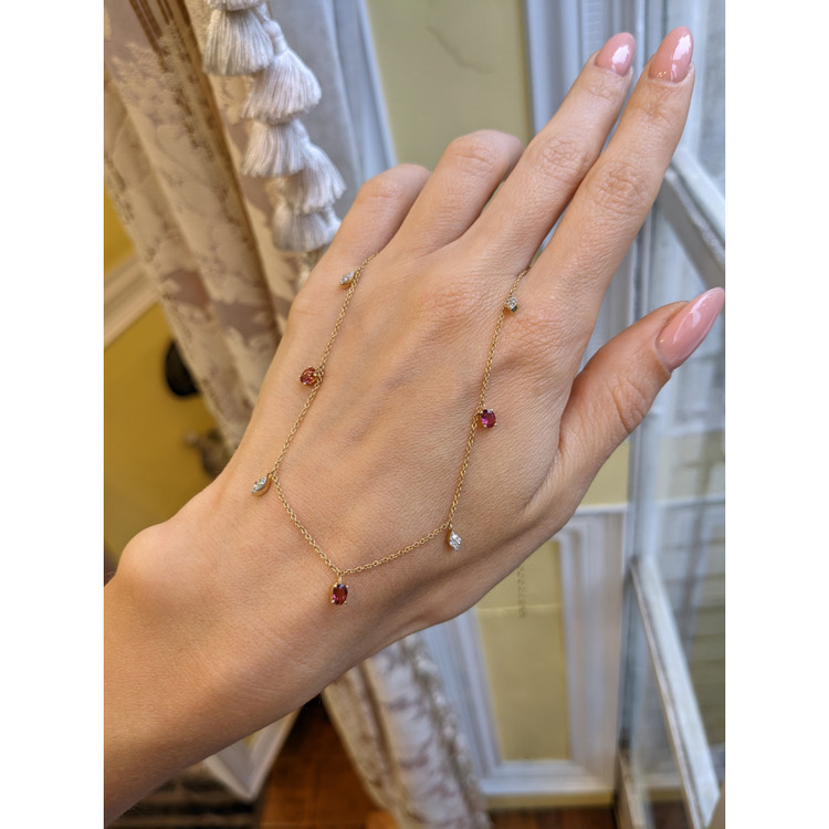 1.35 Ct. Tourmaline Natural Diamond Accent Stones Necklace, 14K Yellow Gold