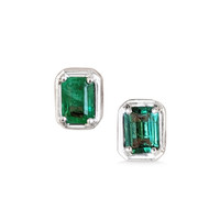 0.40 Ct.Tw. Emerald Studs Earrings, 14K White Gold Image