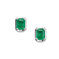0.40 Ct.Tw. Emerald 14K White Gold earring