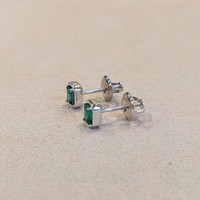 0.40 Ct.Tw. Emerald Studs Earrings, 14K White Gold Image