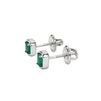 0.40 Ct.Tw.Total Carat Weight Emerald Studs Earrings, 14K White Gold Image