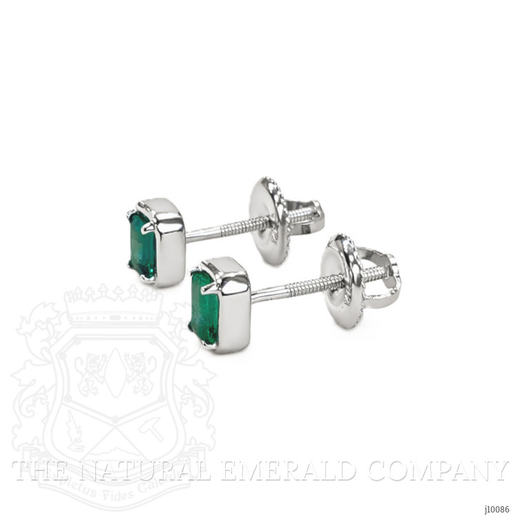 0.40 Ct.Tw. Emerald Studs Earrings, 14K White Gold