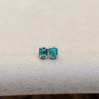 0.40 Ct.Tw. Emerald Studs Earrings, 14K White Gold Image