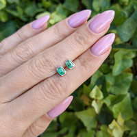 0.40 Ct.Tw. Emerald Studs Earrings, 14K White Gold Life Style