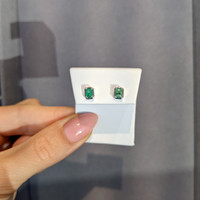 0.40 Ct.Tw. Emerald Studs Earrings, 14K White Gold Life Style