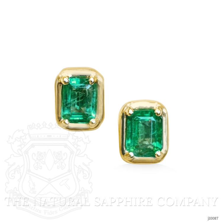 0.49 Ct.Tw. Emerald Studs Earrings, 14K Yellow Gold