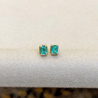 0.49 Ct.Tw. Emerald Studs Earrings, 14K Yellow Gold Image