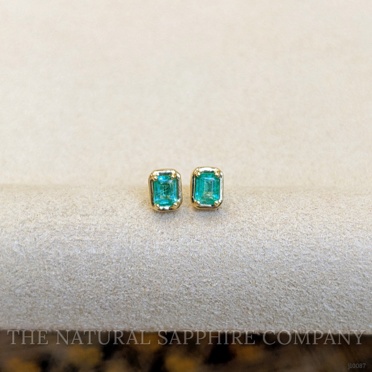 0.49 Ct.Tw. Emerald Studs Earrings, 14K Yellow Gold
