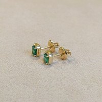 0.49 Ct.Tw. Emerald Studs Earrings, 14K Yellow Gold Image