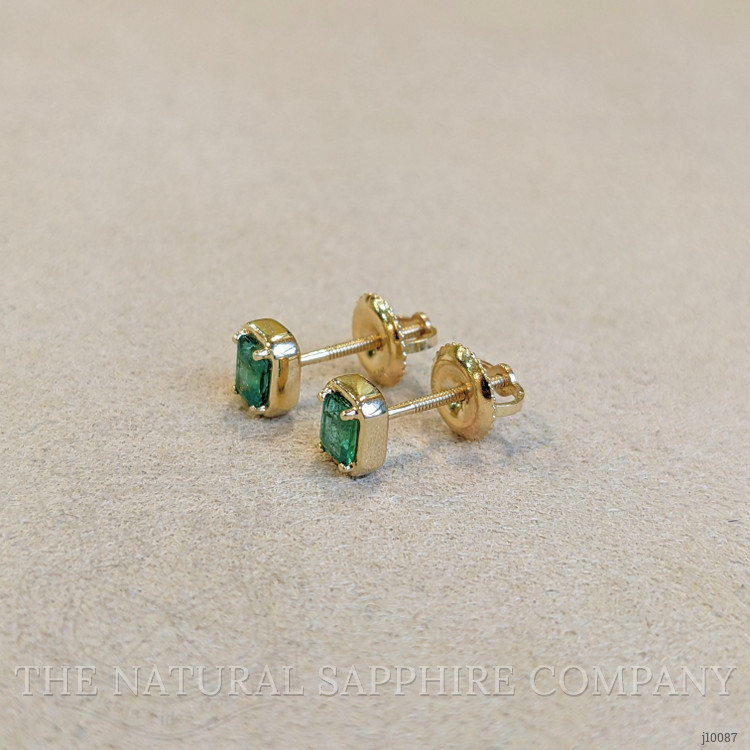 0.49 Ct.Tw. Emerald Studs Earrings, 14K Yellow Gold