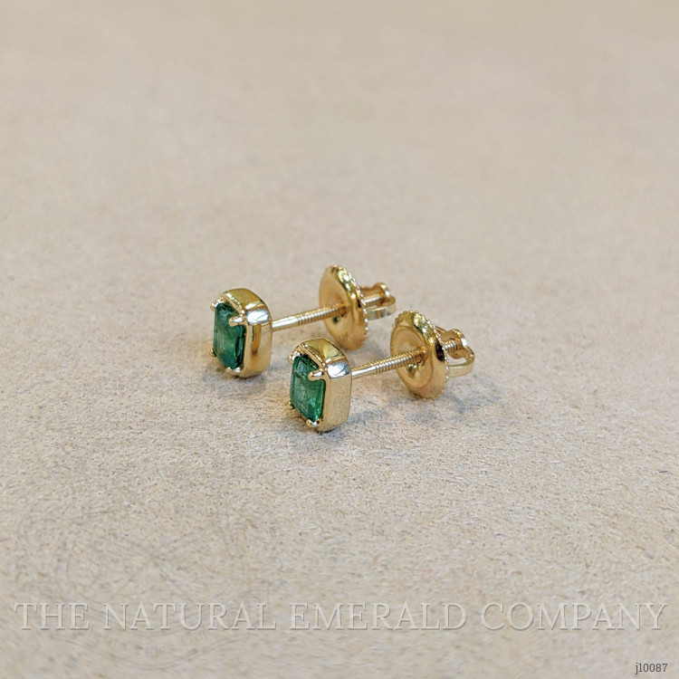 0.49 Ct.Tw. Emerald Studs Earrings, 14K Yellow Gold