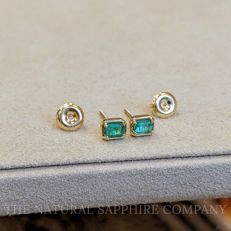 0.49 Ct.Tw. Emerald Studs Earrings, 14K Yellow Gold