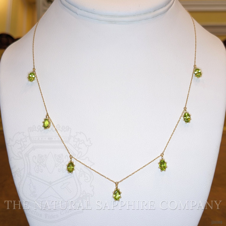 3.80 Ct. Peridot Accent Stones Necklace, 14K Yellow Gold