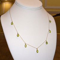 3.80 Ct. Green Peridot Accent Stones Necklace, 14K Yellow Gold Image