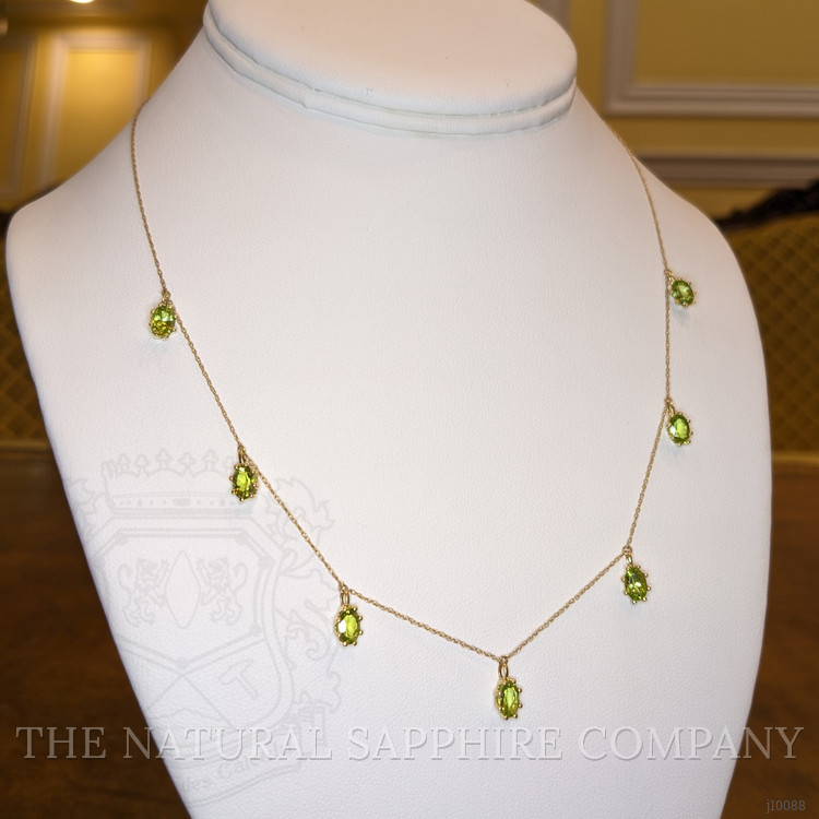 3.80 Ct. Green Peridot Accent Stones Necklace, 14K Yellow Gold
