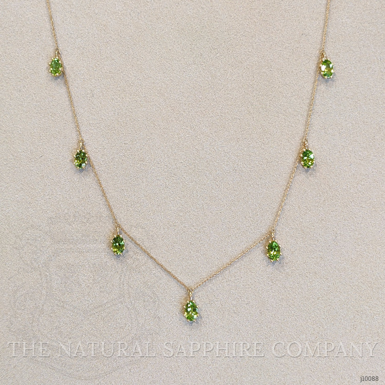 3.80 Ct. Peridot Accent Stones Necklace, 14K Yellow Gold