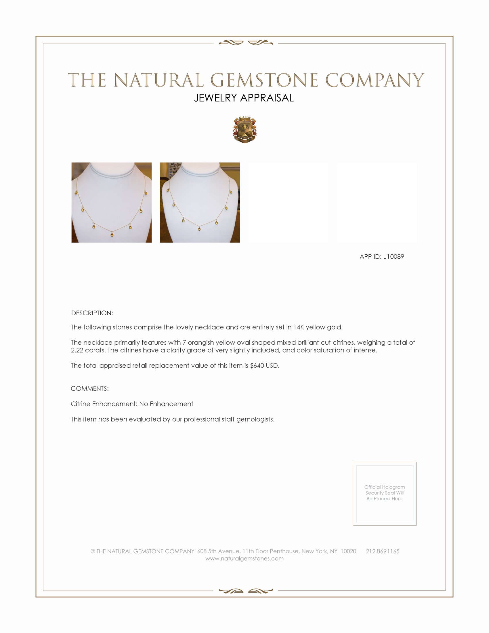 2.22 Ct. Citrine Accent Stones Necklace, 14K Yellow Gold