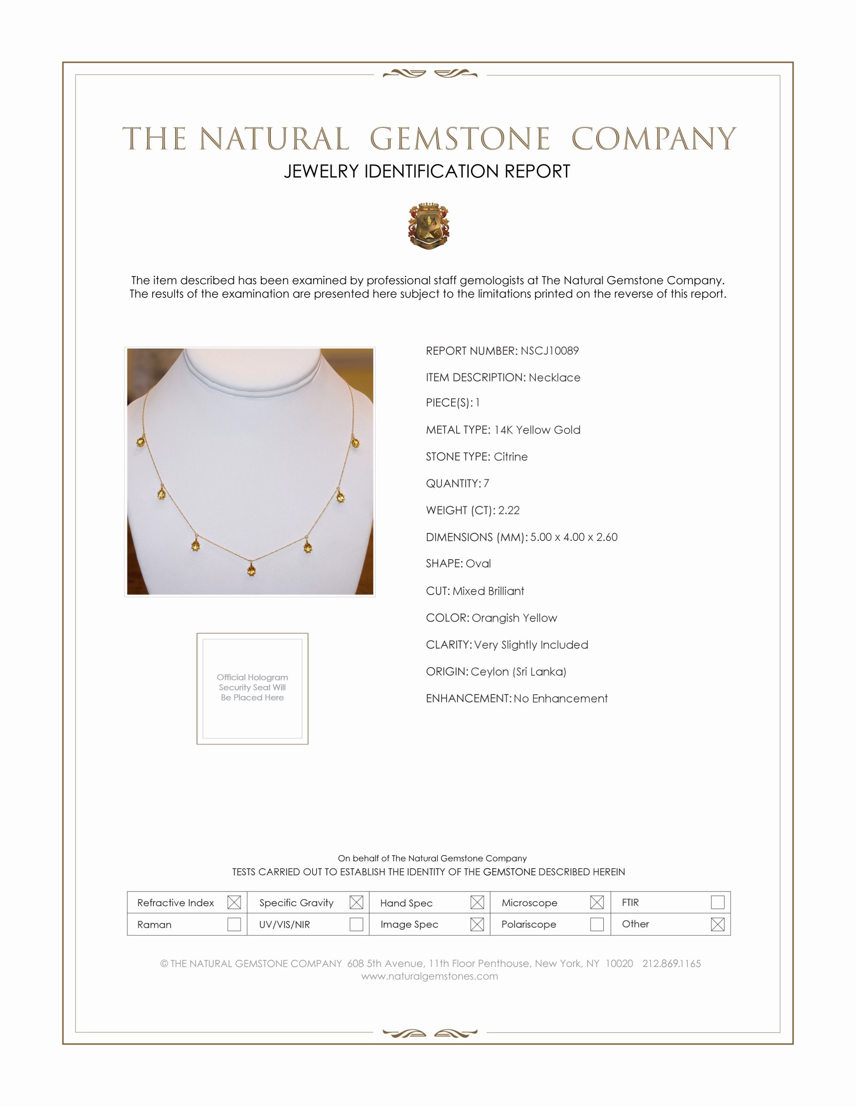 2.22 Ct. Citrine Accent Stones Necklace, 14K Yellow Gold