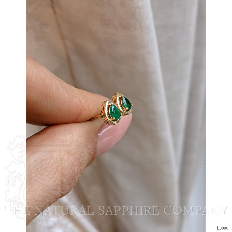 0.28 Ct.Tw. Emerald Studs Earrings, 14K Yellow Gold