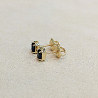 0.60&nbsp;Ct.Tw.Total Carat Weight Blue Sapphire Studs Earrings, 14K Yellow Gold Image