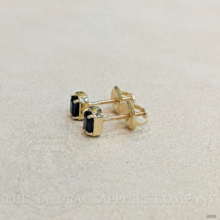0.60 Ct.Tw. Blue Sapphire Studs Earrings, 14K Yellow Gold