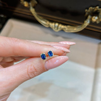 0.60&nbsp;Ct.Tw.Total Carat Weight Blue Sapphire Studs Earrings, 14K Yellow Gold Life Style