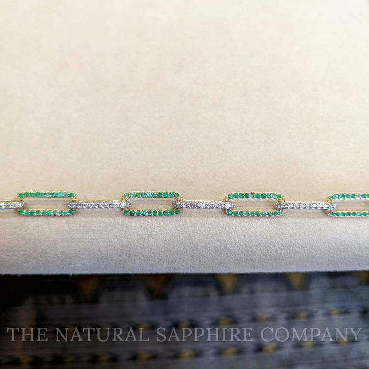 0.82 Ct.Tw. Emerald Natural Diamond Pave Bracelet, 14K Yellow Gold