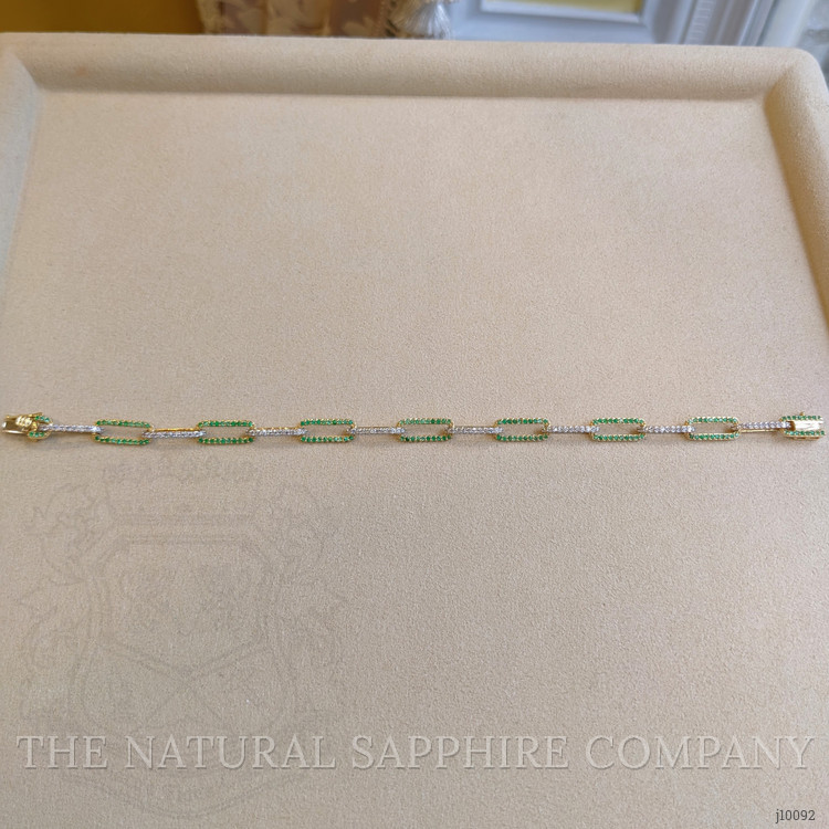 0.82 Ct.Tw. Emerald Natural Diamond Pave Bracelet, 14K Yellow Gold