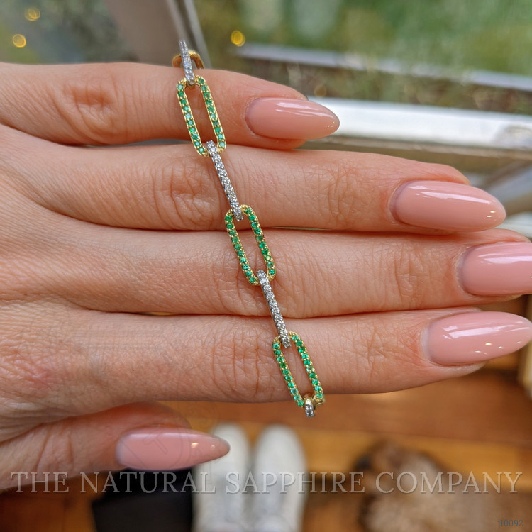 0.82 Ct.Tw. Emerald Natural Diamond Pave Bracelet, 14K Yellow Gold