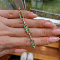 0.82 Ct.Tw. Emerald Natural Diamond Pave Bracelet, 14K Yellow Gold Life Style