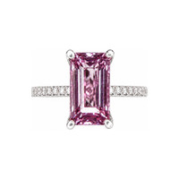 2.58 Ct. Pink Spinel and Natural Diamond Pave Ring, 14K White Gold Image